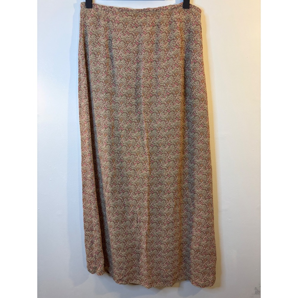 VTG April Cornell Green & Pink Floral Maxi Skirt L